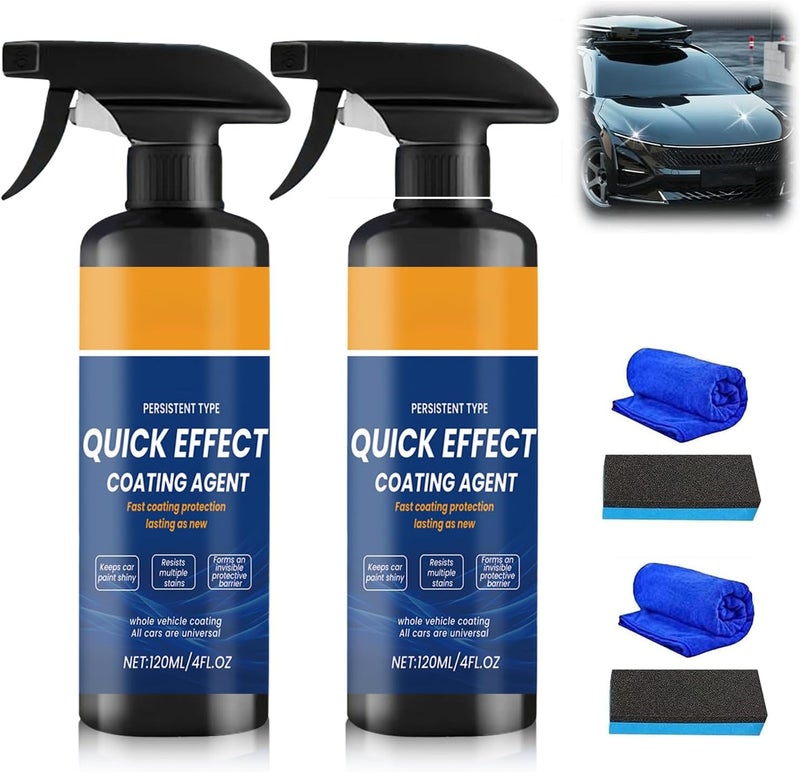 KEBEGE 2Pcs Advanced Quick Effect Coating Agent,Car Coating Spray, 2025 New Car Paint Protection，Car Scratch Wax Polish Spray Waterless Wash，Multi-Purpose Oil Film Emulsion Glass Cleaner - Image 1